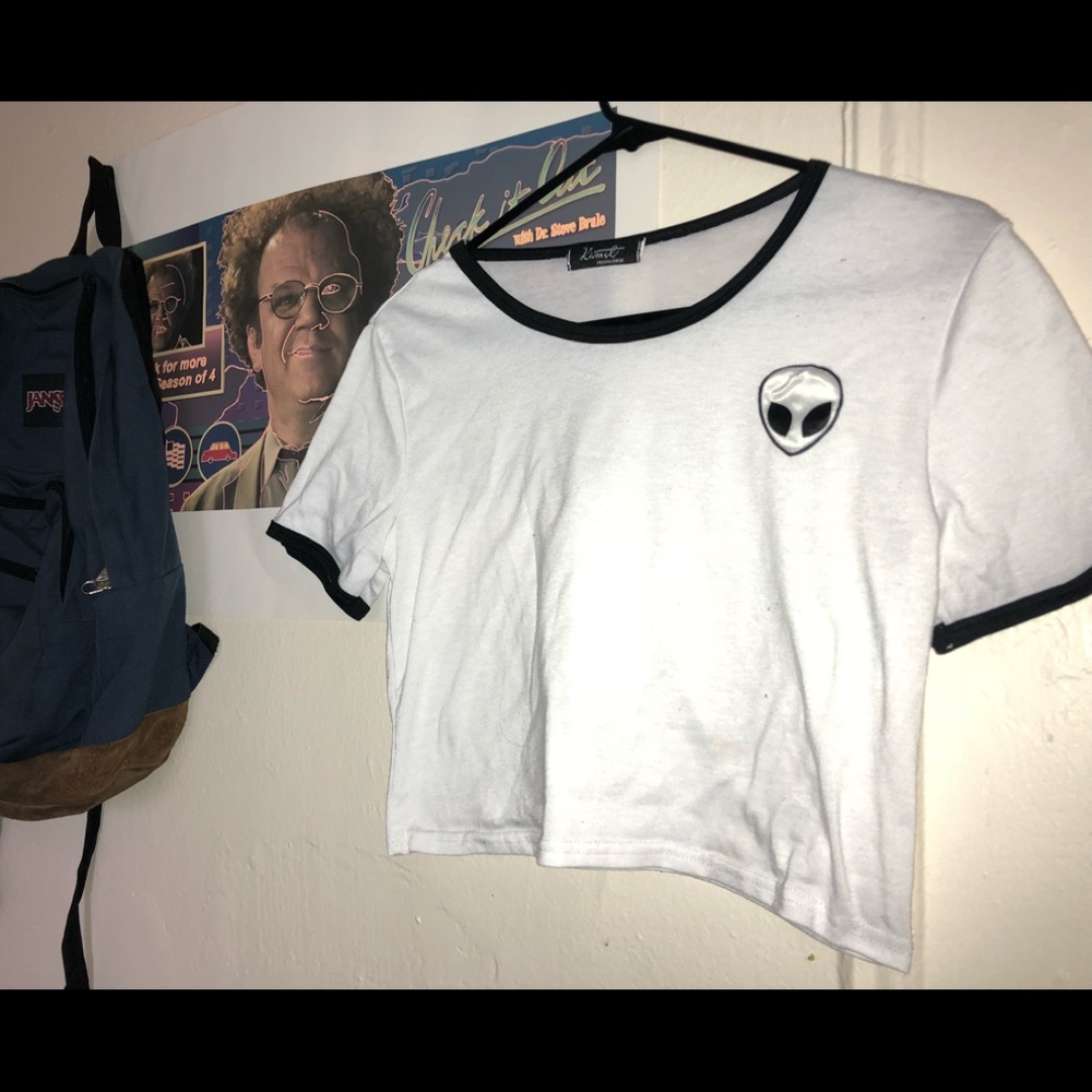 White Cropped Alien T-shirt